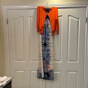 Orange and Blue Floral Maxi Dress